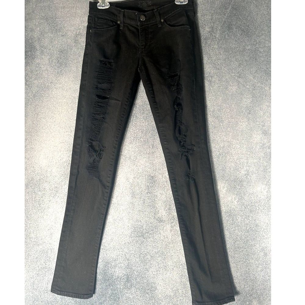 Citizens 4 Humanity woman's distressed black jeans skinny low waste 27